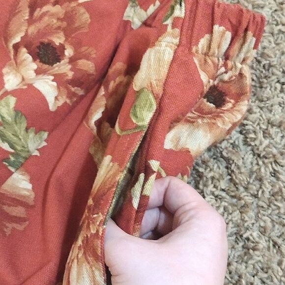 Women's Size XL 100% Cotton Long Floral Pants with Pockets and Scrunch Waist - Picture 7 of 7